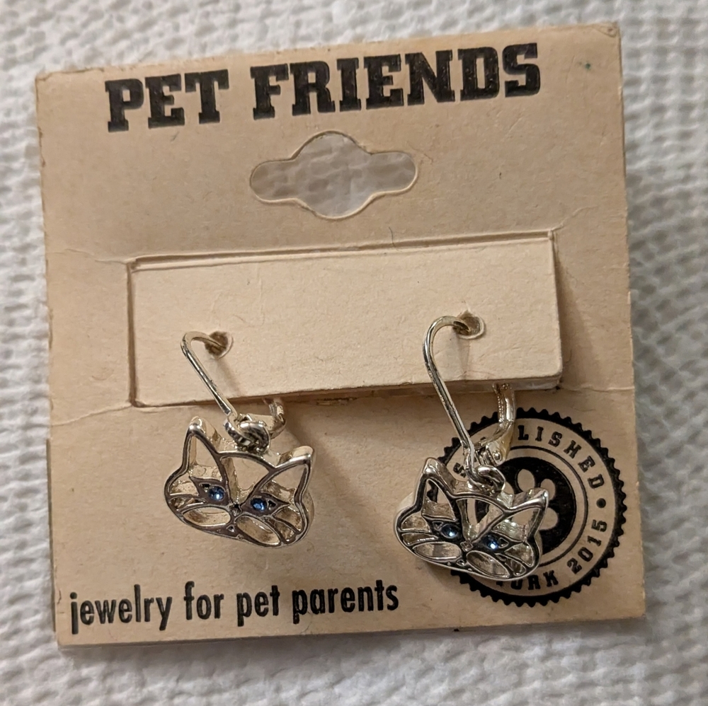Pet Friends Silver Cat Hoop Earrings